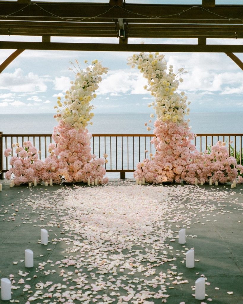proposal decor - theme pink and white