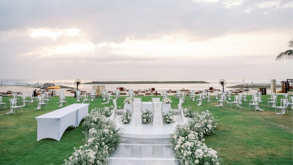 FIX all white beach wedding elegant setup