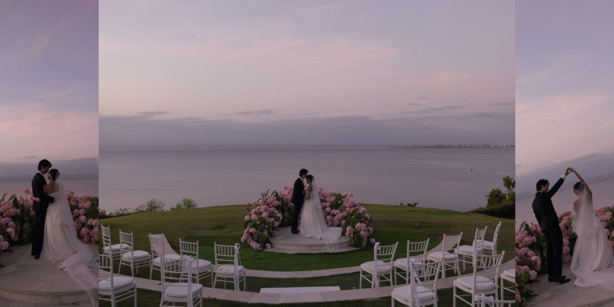 perfect outdoor wedding with beautiful sunset
