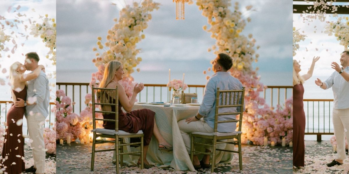 Elegant Proposal With Pink White Setup Decor