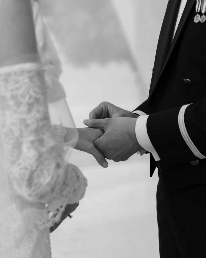 Couple exchanging wedding vows.