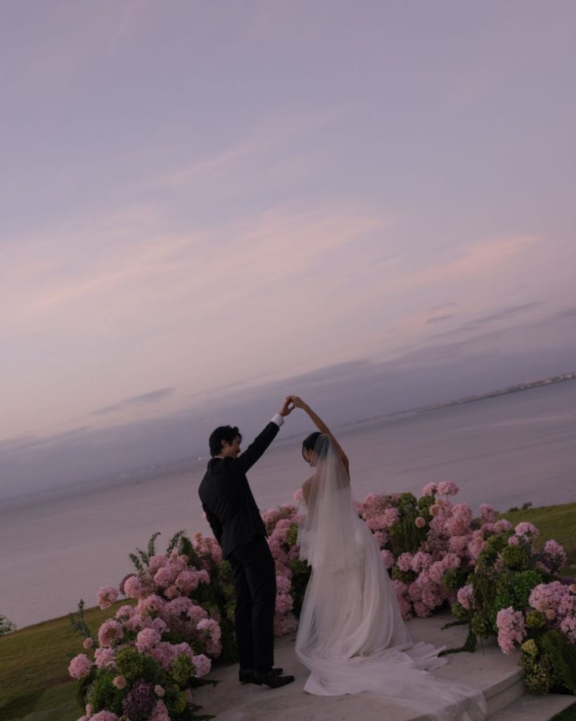 intimate wedding with sunset views